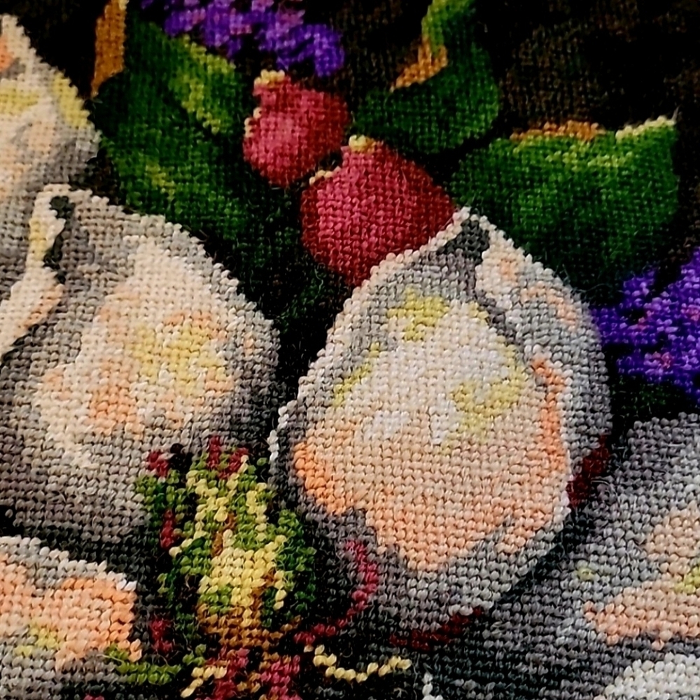 Vibrant Floral Needlepoint Art - Picture 3 of 5